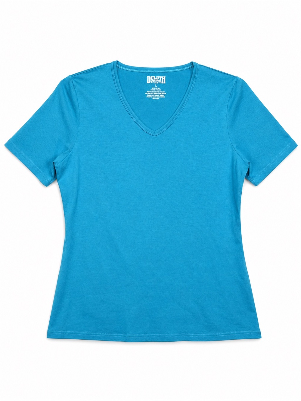 Duluth Trading Co Blue Cotton Knit V-Neck Short Sleeve T-Shirt Women’s Large